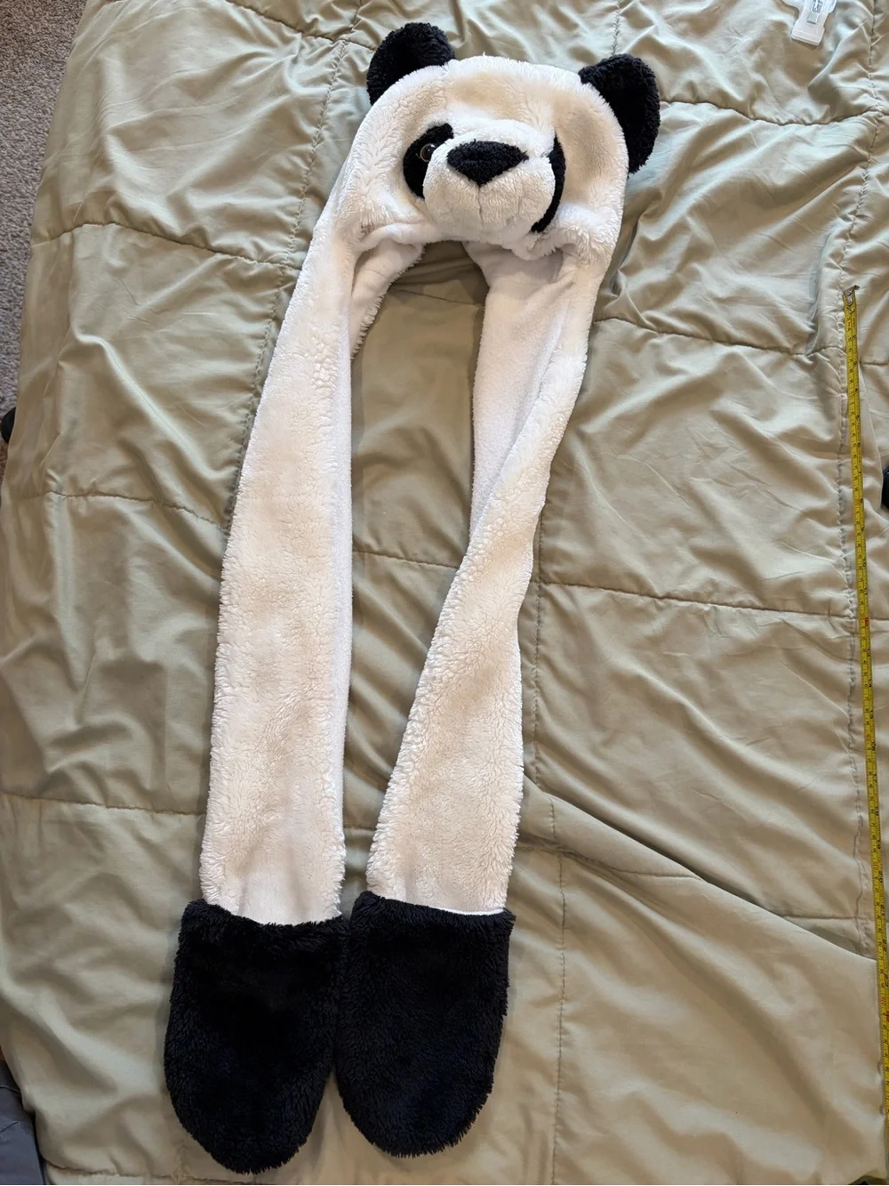 Kids Plush Panda Hat - White and Black